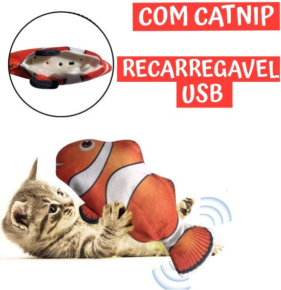 Brinquedo Para Gatos Interativos Peixe Que Pula Usb