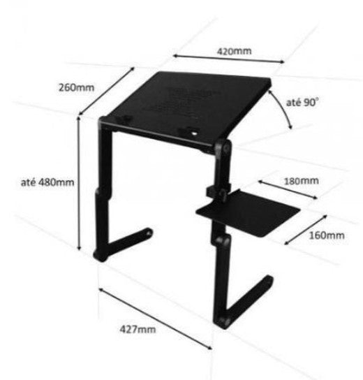 Suporte Articulado Para Notebook Com Cooler e Apoio Para Mouse